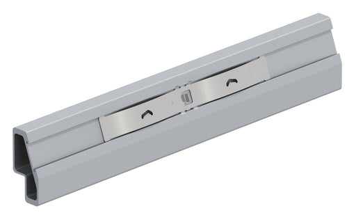 Iron Ridge - Bonded Splice - XR100 - Angled view of Iron Ridge XR100 Bonded Splice with attaching track shown