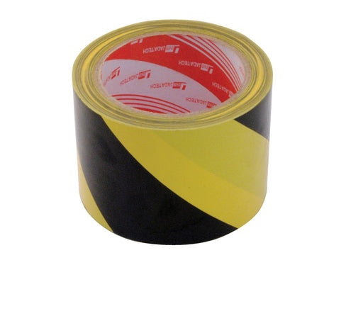 Vestil YB-382-R Pressure Sensitive Adhesive Stripped Floor Tape 82 ft. Length x 3 in. Wide Black / Yellow