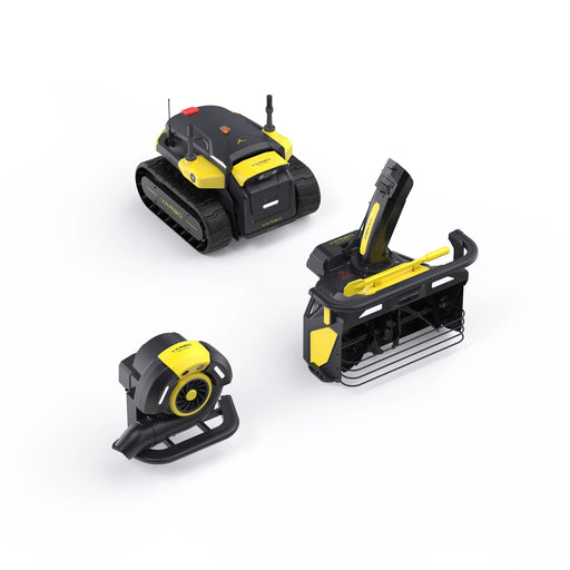 Yarbo Snow Blower and Leaf Blower Module operating in snowy yard