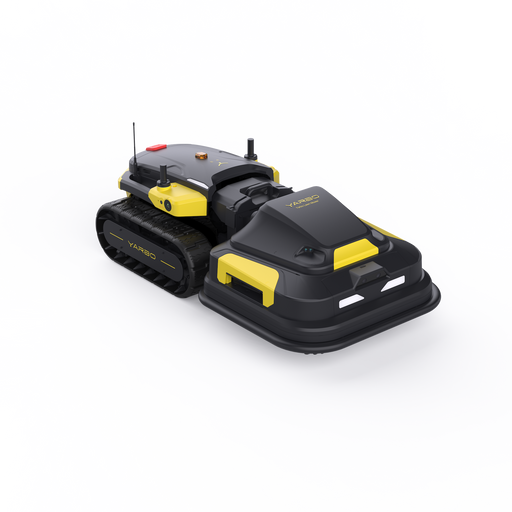 Close-up view of Yarbo smart mower cutting grass evenly