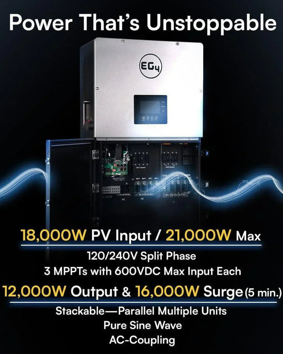 Green Vista Living EG4 18k PV Hybrid Inverter 18000W PV Input EG4-18KPV-12LV - Close-Up