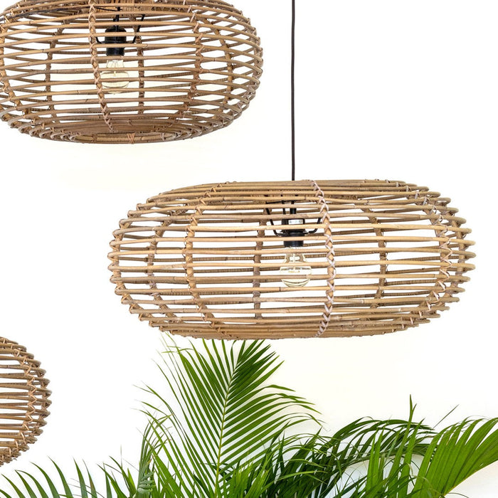 Park Hill Collection Kailani Rattan Pendant Light – Stylish Natural Fiber Design with Metal Accents for Modern Spaces