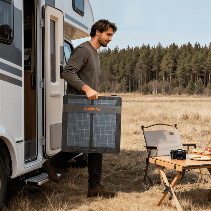 Jackery HomePower 1000 Plus v2 White Solar Generator – SolarSaga 100 Air 100W bifacial solar panel