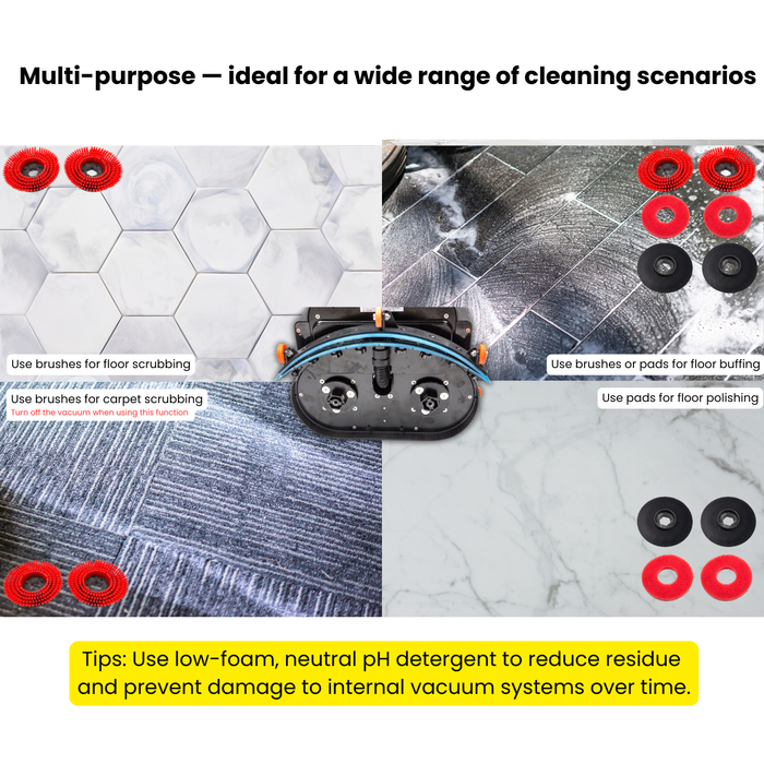 SANITMAX SM430 17" Walk-behind Floor Scrubber Machine, 360 Degree Rotating Head, 10000 sqft/h, Cordless... - Detail View