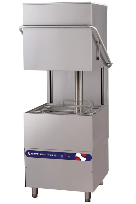 AMPTO Dishwasher, hood type, 34-5/8"W, high temperature, with 8.6kW booster heater, up to (30) racks per hour - 1510 AMPTO