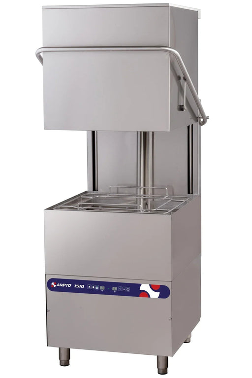 AMPTO Dishwasher, hood type, 34-5/8"W, high temperature, with 8.6kW booster heater, up to (30) racks per hour - 1510 AMPTO