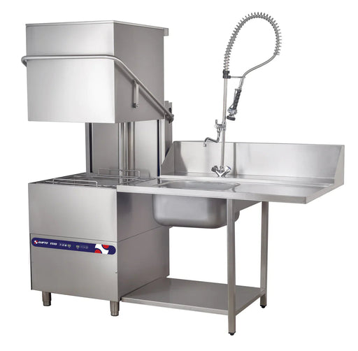 AMPTO Dishwasher, hood type, 34-5/8"W, high temperature, with 8.6kW booster heater, up to (30) racks per hour - 1510 AMPTO
