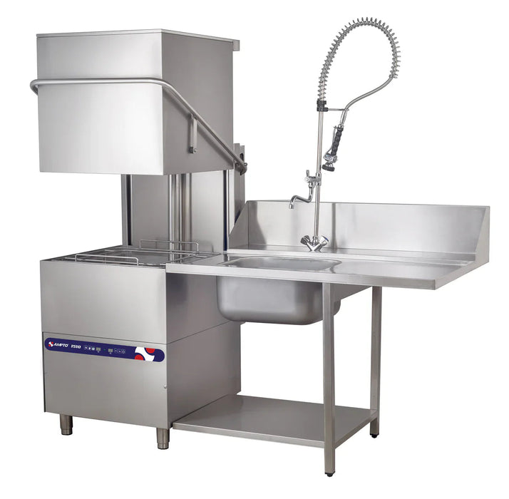 AMPTO Dishwasher, hood type, 34-5/8"W, high temperature, with 8.6kW booster heater, up to (30) racks per hour - 1510 AMPTO