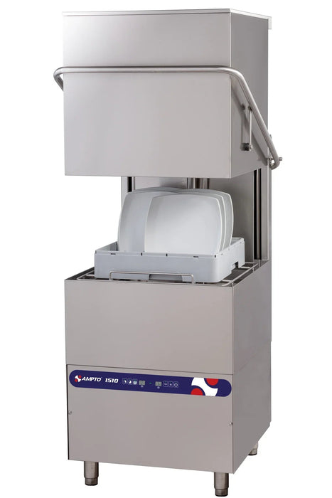 AMPTO Dishwasher, hood type, 34-5/8"W, high temperature, with 8.6kW booster heater, up to (30) racks per hour - 1510 AMPTO