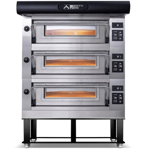 AMPTO Electric Pizza Oven Amalfi 38'' x 29'' x 7'' (Chamber) 208/240/60/3 - 3 Decks with tray guide base - AMALFI B3 AMPTO