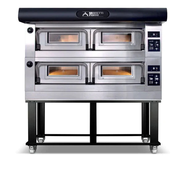 AMPTO Electric Pizza Oven P120 49'' x 26'' x 7'' (Chamber) 208/240/60/3 - 2 Decks with tray guide base - P120E A2X AMPTO