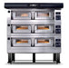 AMPTO Electric Pizza Oven P120 49'' x 26'' x 7'' (Chamber) 208/240/60/3 - 3 Decks with tray guide base - P120E A3X AMPTO