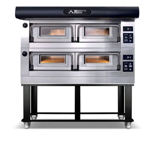 AMPTO Electric Pizza Oven P120 49'' x 34'' x 7'' (Chamber) 208/240/60/3 - 2 Decks with tray guide base - P120E B2X AMPTO