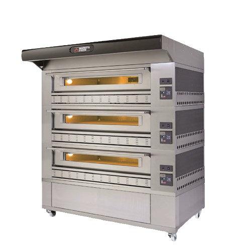 AMPTO Gas Pizza Oven P150G 58'' x 34'' x 7'' (Chamber) 3 Decks w/ enclosed base - P150G A3 AMPTO