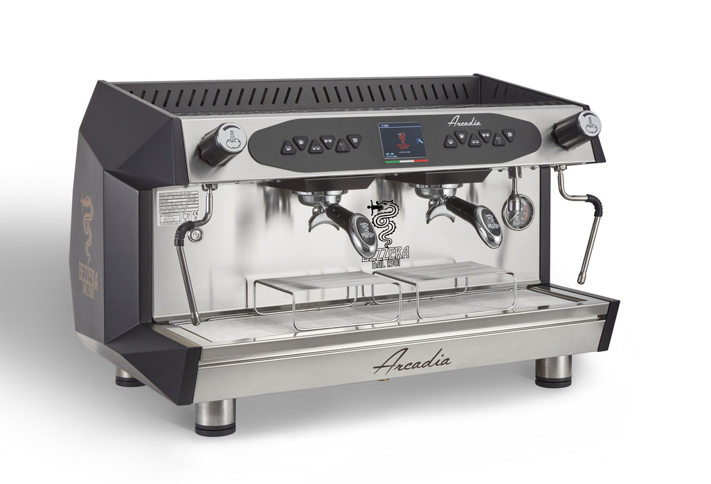 AMPTO Bezzera Arcadia 2-group commercial espresso machine ARCA2DE2B, black, front