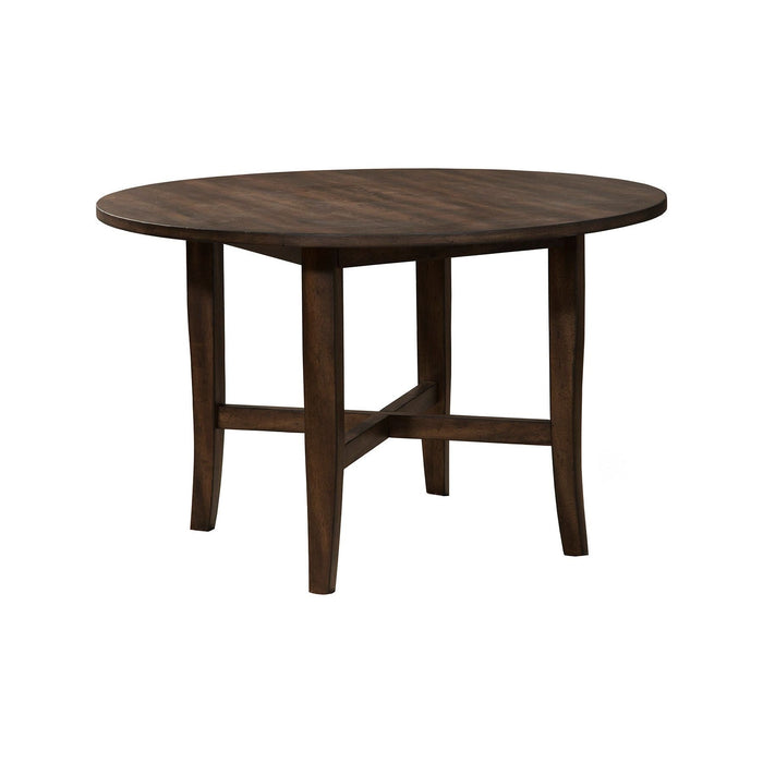 Alpine Furniture Arendal Round Table, Burnished Dark Oak