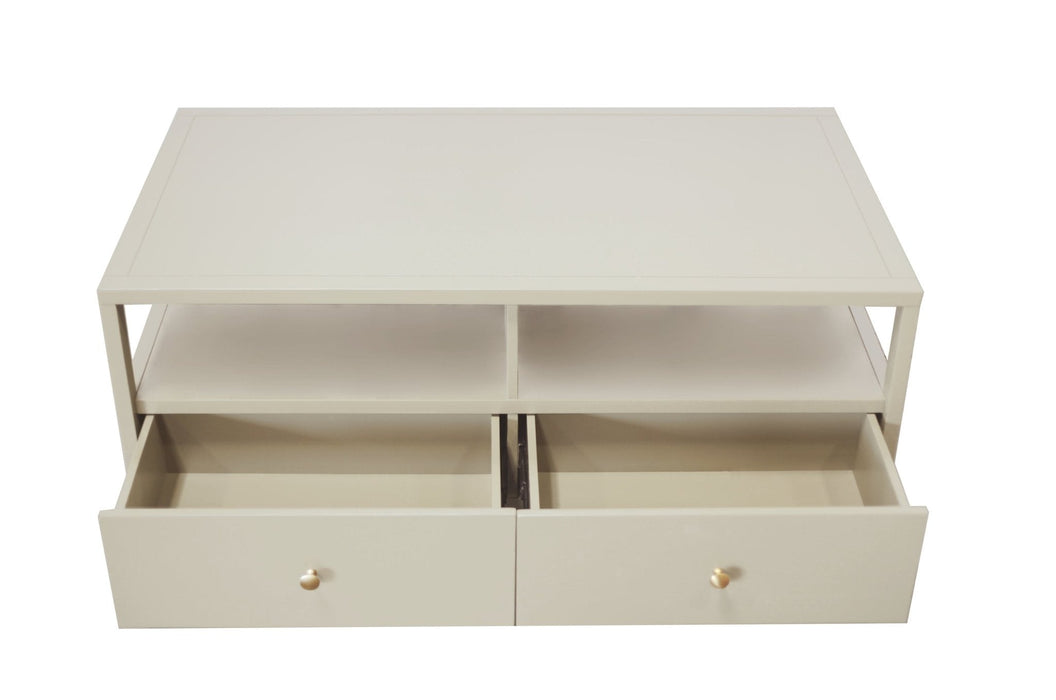 Alpine Furniture Cleo Avery Cocktail Table, Coconut Milk