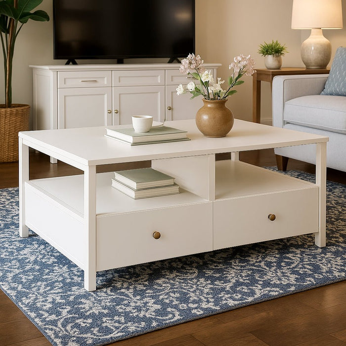 Alpine Furniture Cleo Avery Cocktail Table, Coconut Milk