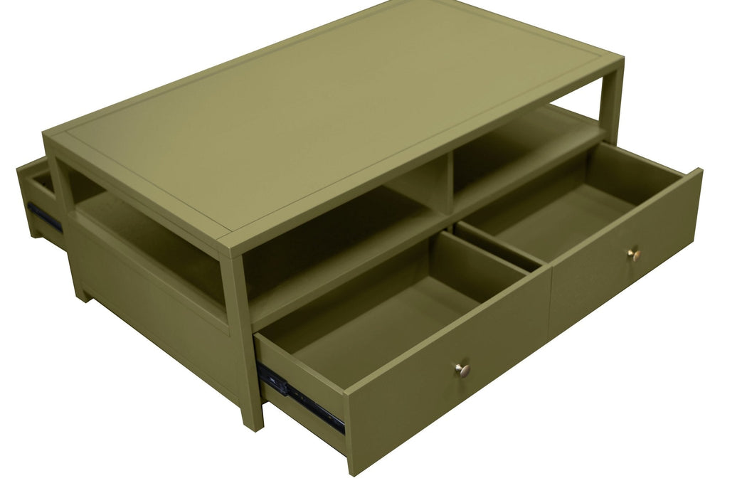 Alpine Furniture Cleo Avery Cocktail Table, Olive Green
