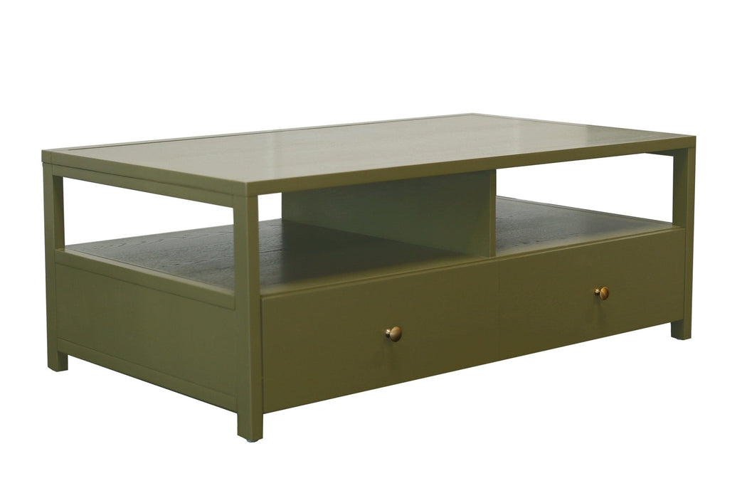 Alpine Furniture Cleo Avery Cocktail Table, Olive Green