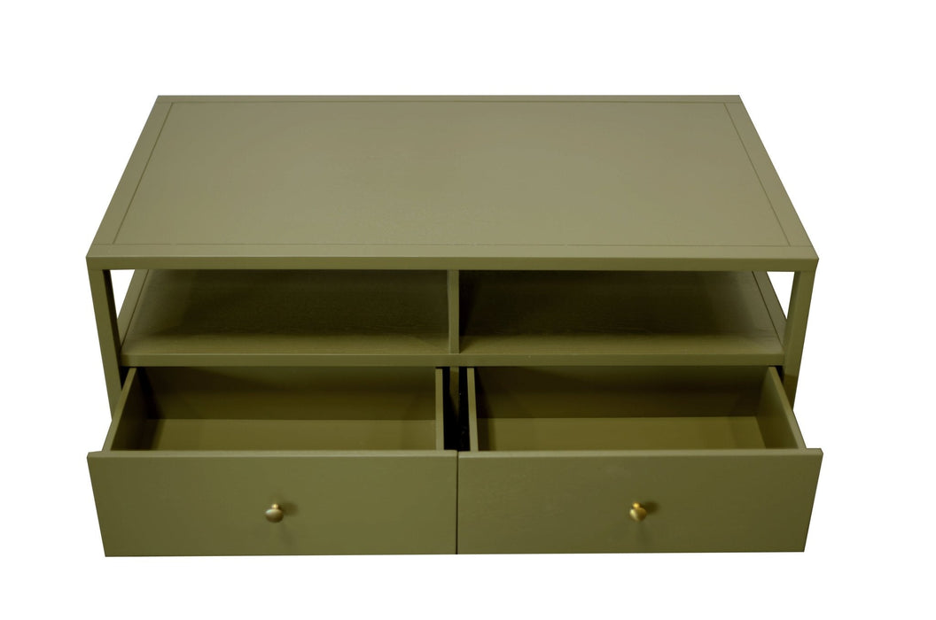 Alpine Furniture Cleo Avery Cocktail Table, Olive Green