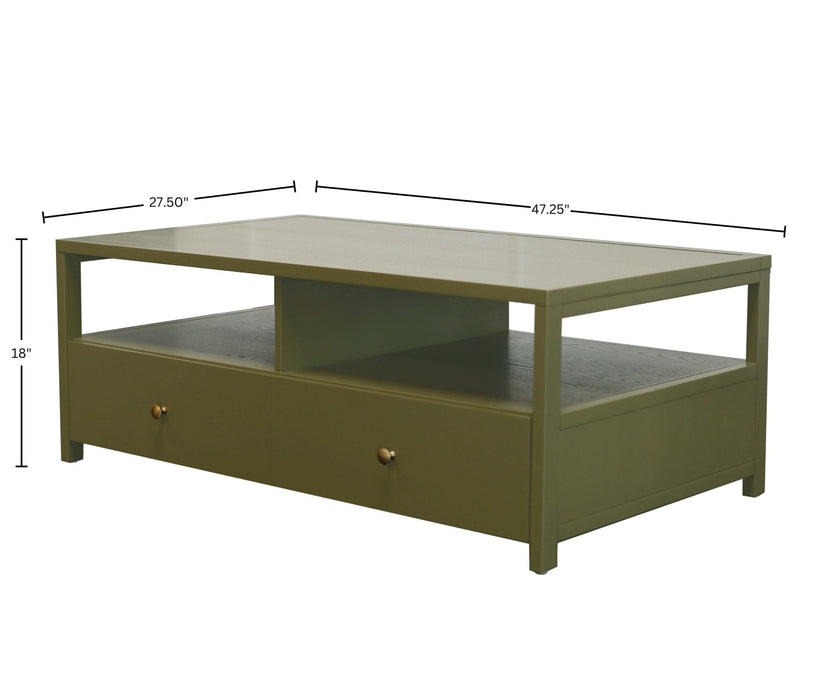 Alpine Furniture Cleo Avery Cocktail Table, Olive Green