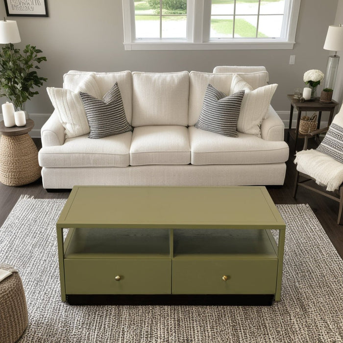 Alpine Furniture Cleo Avery Cocktail Table, Olive Green