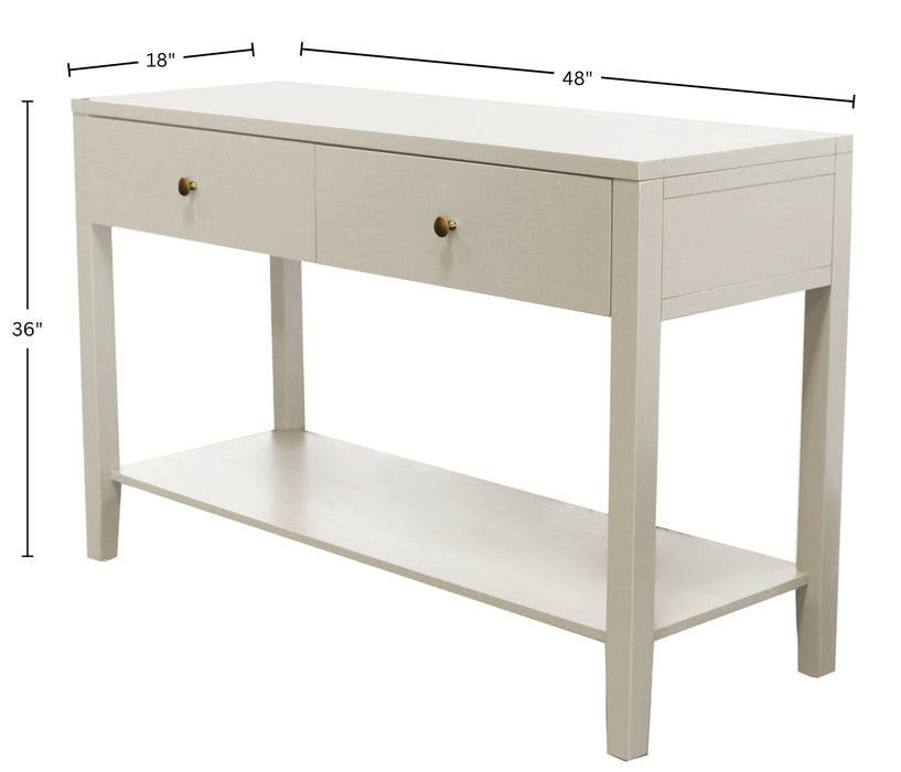 Alpine Furniture Cleo Avery Console Table, Coconut Milk