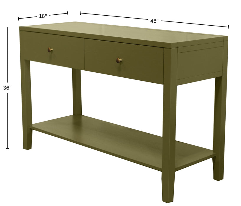 Alpine Furniture Cleo Avery Console Table, Olive Green
