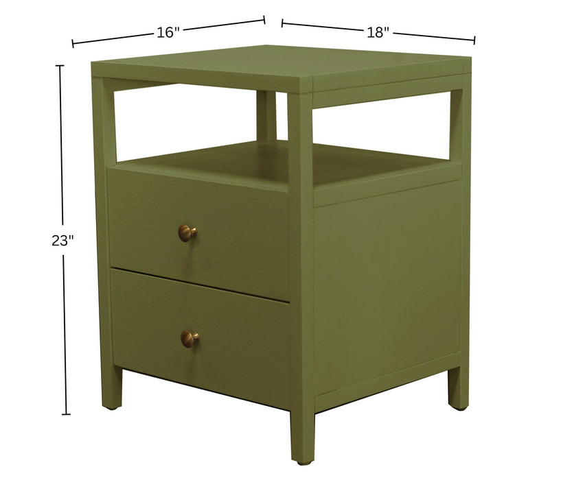 Alpine Furniture Cleo Avery End Table, Olive Green