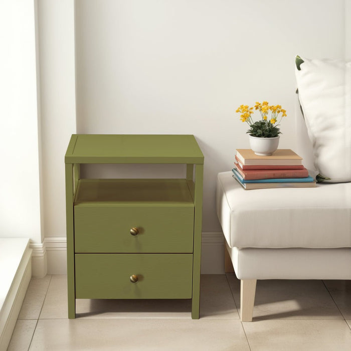 Alpine Furniture Cleo Avery End Table, Olive Green