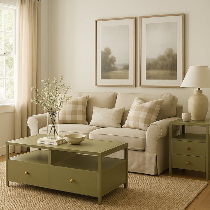 Alpine Furniture Cleo Avery End Table, Olive Green