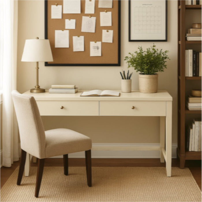 Alpine Furniture Cleo Avery Writing Desk, Coconut Milk