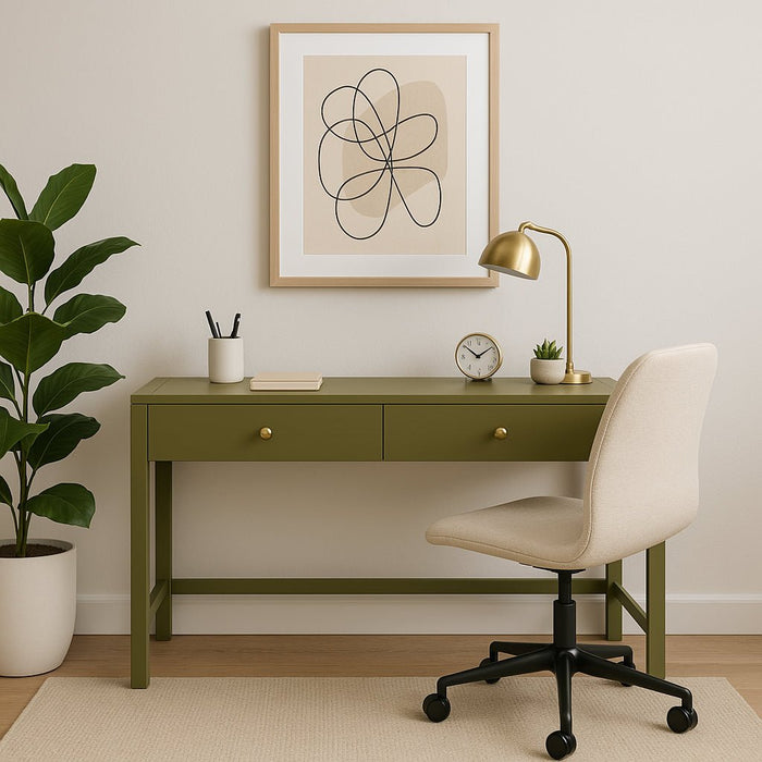 Alpine Furniture Cleo Avery Writing Desk, Olive Green