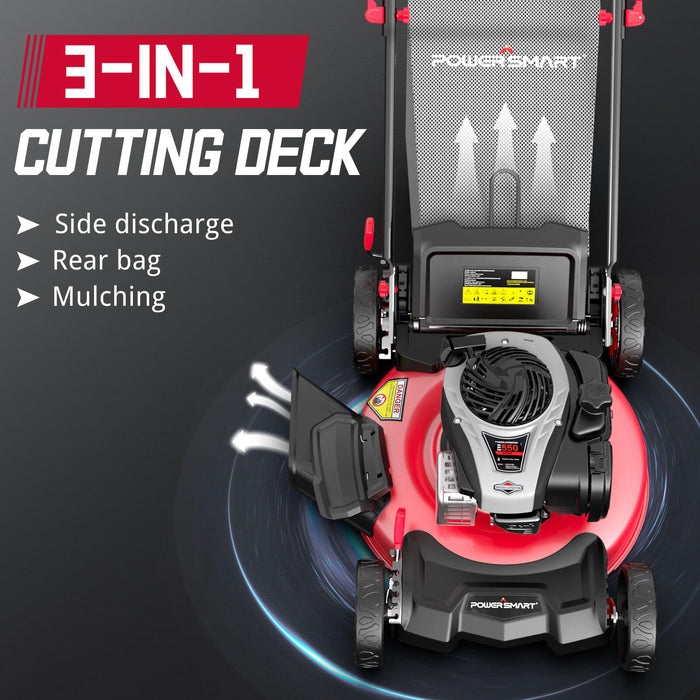 PowerSmart 21'' 140cc Gas Push Lawn Mower w/ Briggs & Stratton E550 Engine B8621P