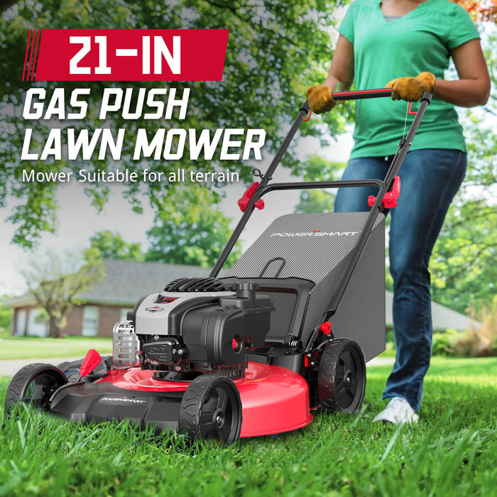 PowerSmart 21'' 140cc Gas Push Lawn Mower w/ Briggs & Stratton E550 Engine B8621P