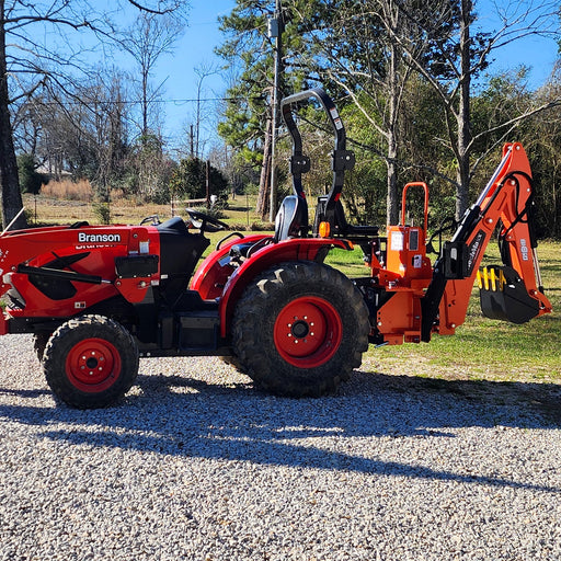 9' Tractor Backhoe Attachment with Mechanical Thumb,  15" Bucket,  ISO — angle view