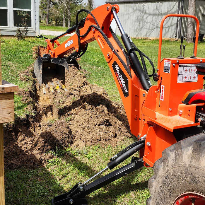 9' Tractor Backhoe Attachment with Mechanical Thumb,  15" Bucket,  ISO — dimensions diagram