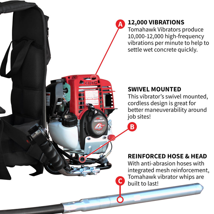 Tomahawk Power 2HP Honda Concrete Vibrator with Flex Shaft Cable Whip Backpack - Product Image 6