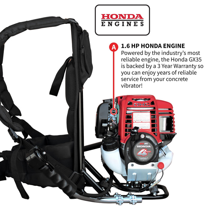 Tomahawk Power 2HP Honda Concrete Vibrator with Flex Shaft Cable Whip Backpack - Product Image 5