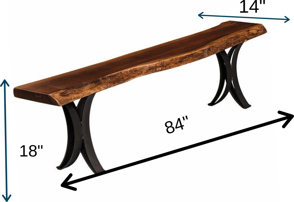 Barkman Furniture Live Edge Bench with Double Curved Base