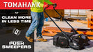 30" Battery Powered Push Sweeper with Triple Power Brooms Electric Drive and Dust Suppression Sprayer - side view