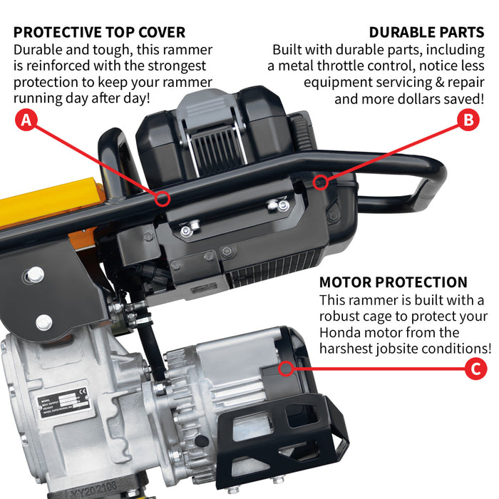Tomahawk Power 2.4 HP Battery Powered Vibratory Rammer Tamper Compactor with Honda GXE2.0S Motor - Product Image 6