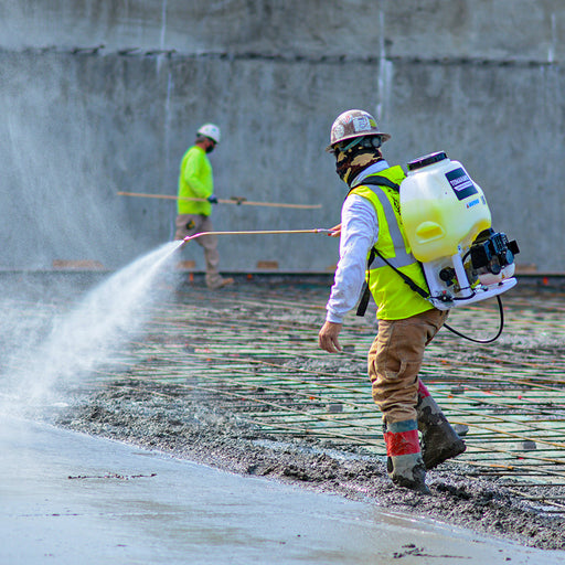 6.5 Gallon Backpack Concrete Sprayer .5 GPM Gas Finishing Tool for Cement Sealant Curing Stain - angle view