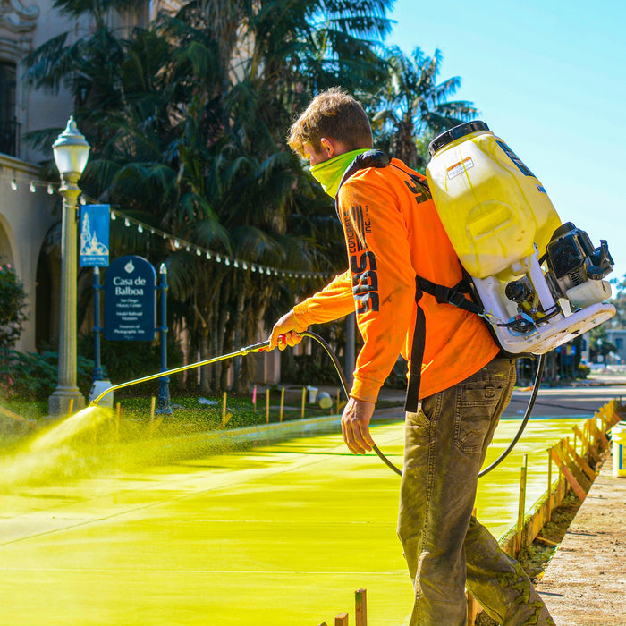 6.5 Gallon Backpack Concrete Sprayer .5 GPM Gas Finishing Tool for Cement Sealant Curing Stain - top view