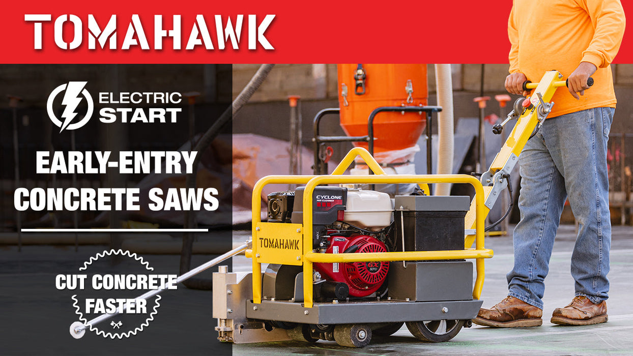 Tomahawk Power 10" Early Entry Green Concrete Saw with 13 HP Honda GX390 Engine - Detail View 3