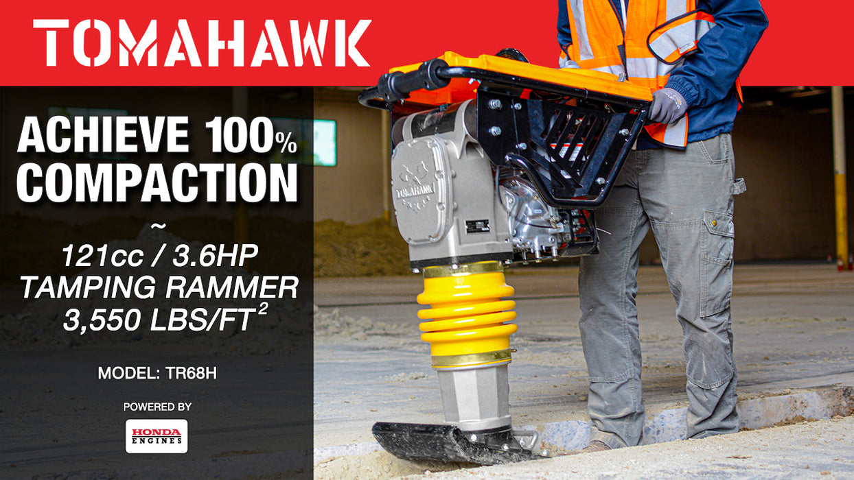 3.6HP Honda Vibratory Rammer Jumping Jack Tamper with Honda GXR120 Engine Impact Force 3,550 lbs/ft - side view