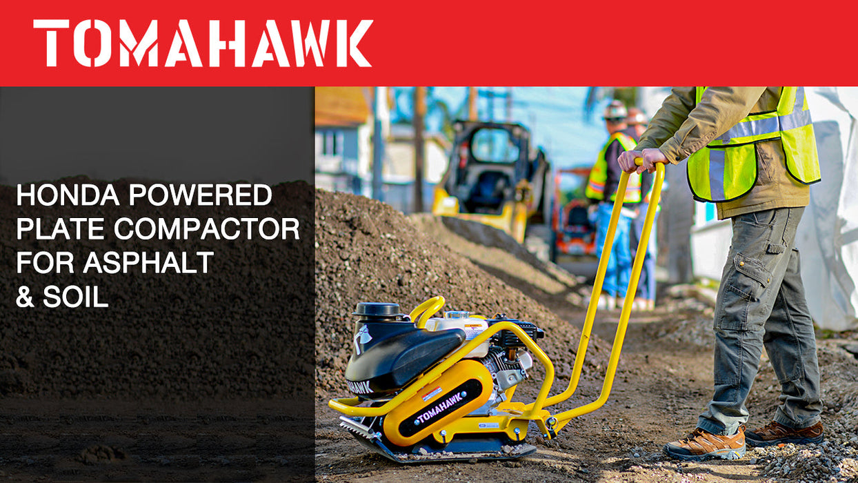 Tomahawk Power 5.5 HP Honda Vibratory Plate Compactor for Asphalt Aggregate Soil Compaction - Detail View 2