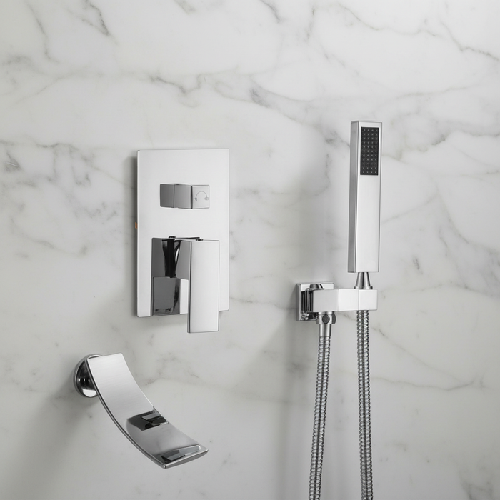 wonderland shower inc Waterfall Wall-mount Bath Tub Filler Faucet with Handheld Shower Oil Rubbered bronze... - Detail View