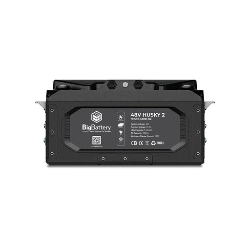 BigBattery - 48V HUSKY 2 - LiFePO4 Lithium Battery 5.12kWh - For RVs, Camper Vans & Commercial Vehicles - Front of BigBattery 48V HUSKY 2 with label displayed